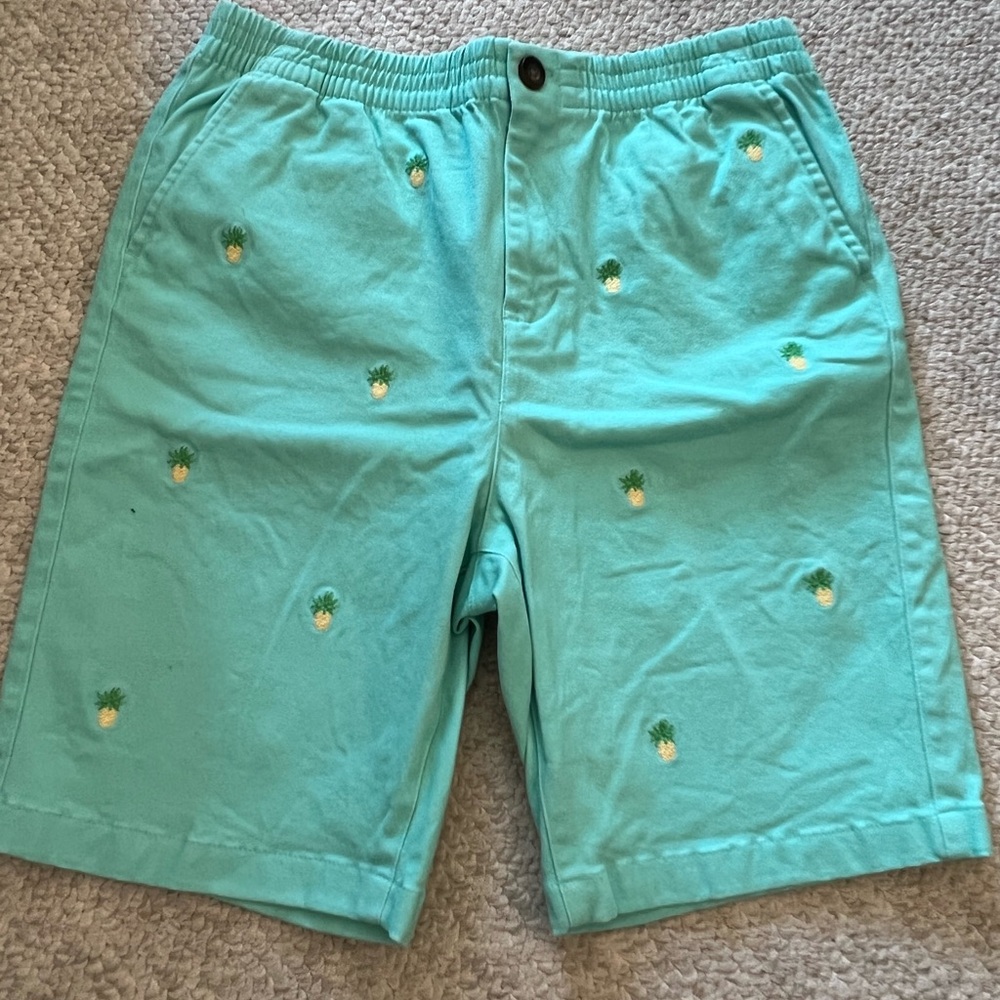Boys Janie & Jack Aqua Pineapple Embroidered Shorts